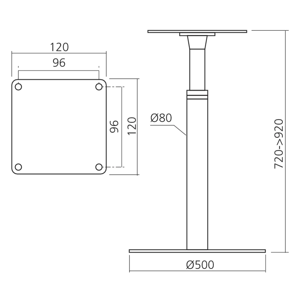 Pied de table réglable