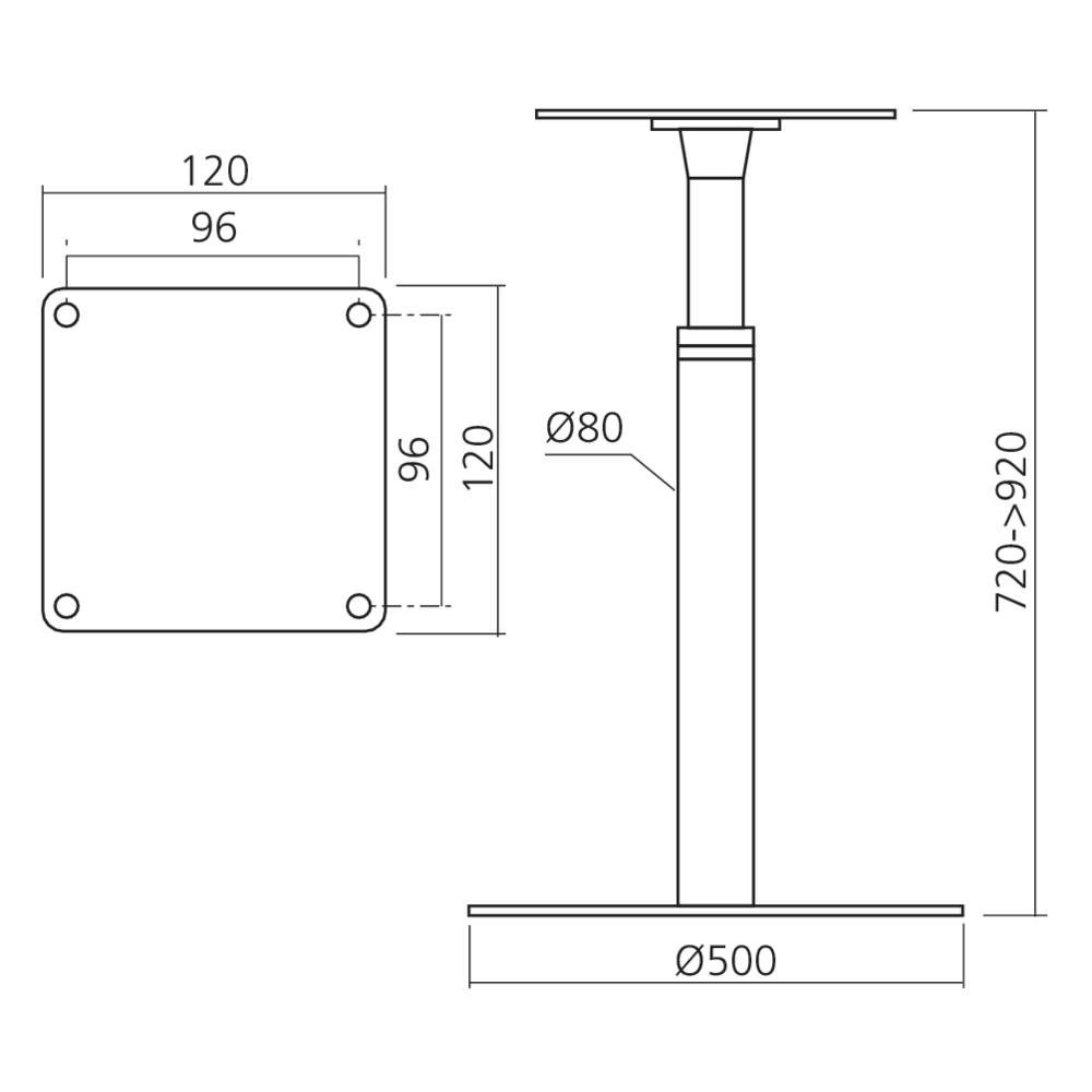 Pied de table réglable