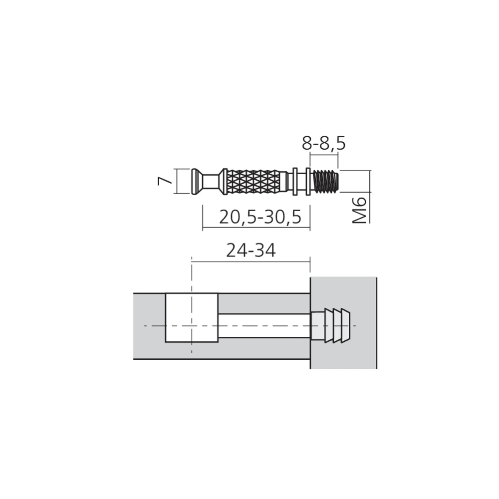 Tourillon MINI15 filet bois Ø5 mm court