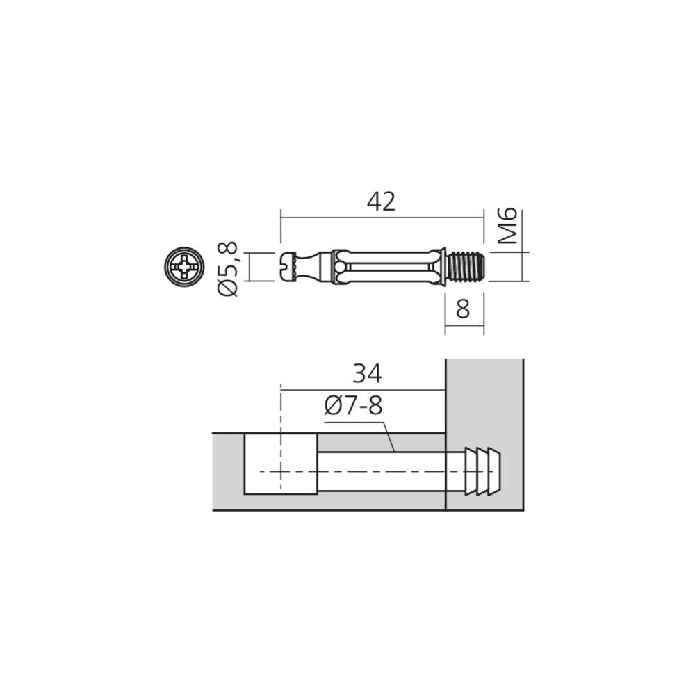 Tourillon filet M6