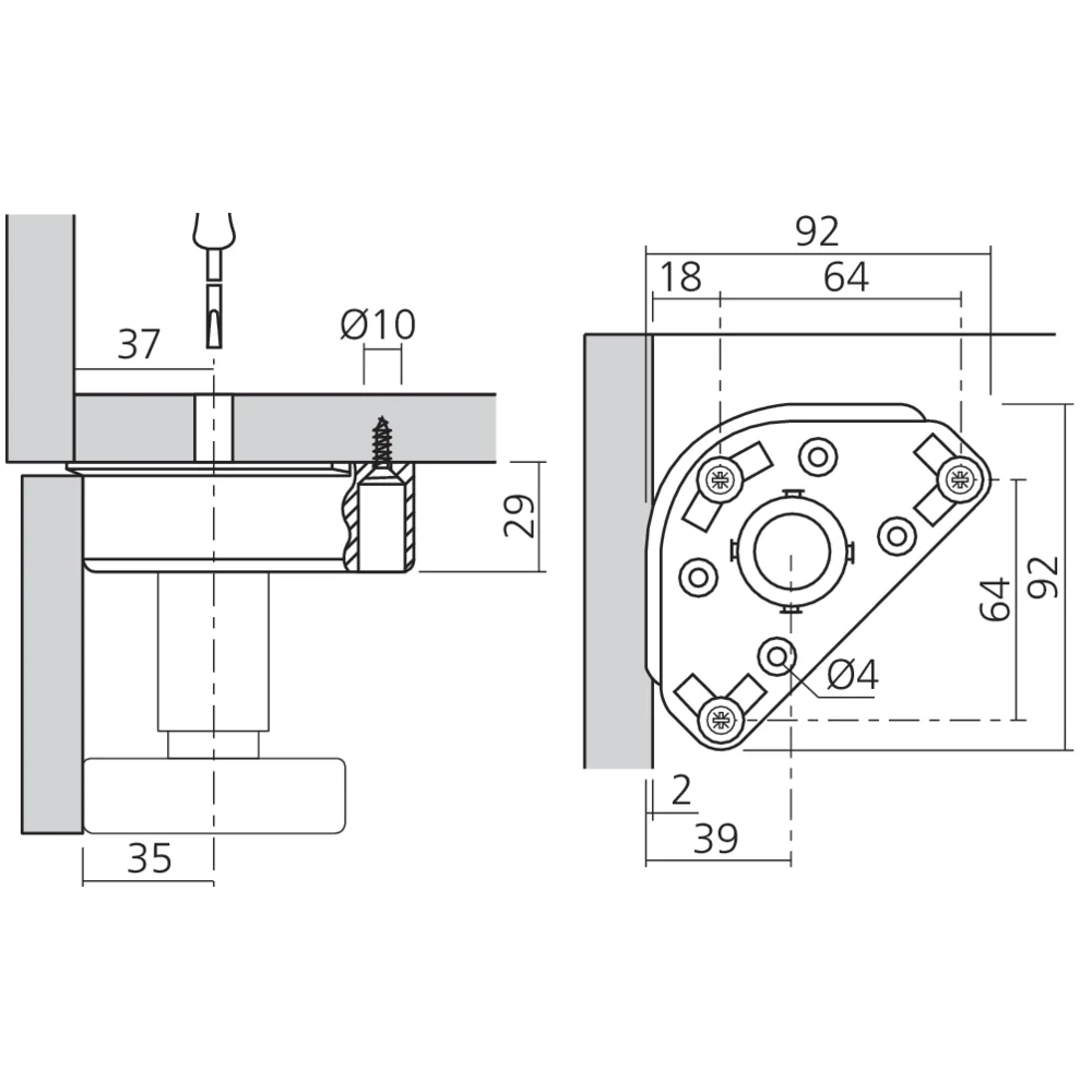 Embase à visser pour PIE417