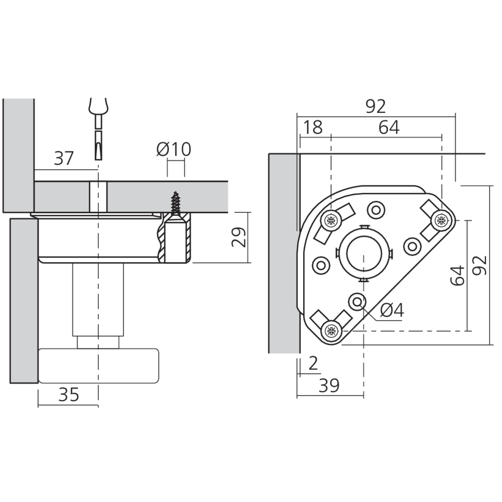 Embase à visser pour PIE417