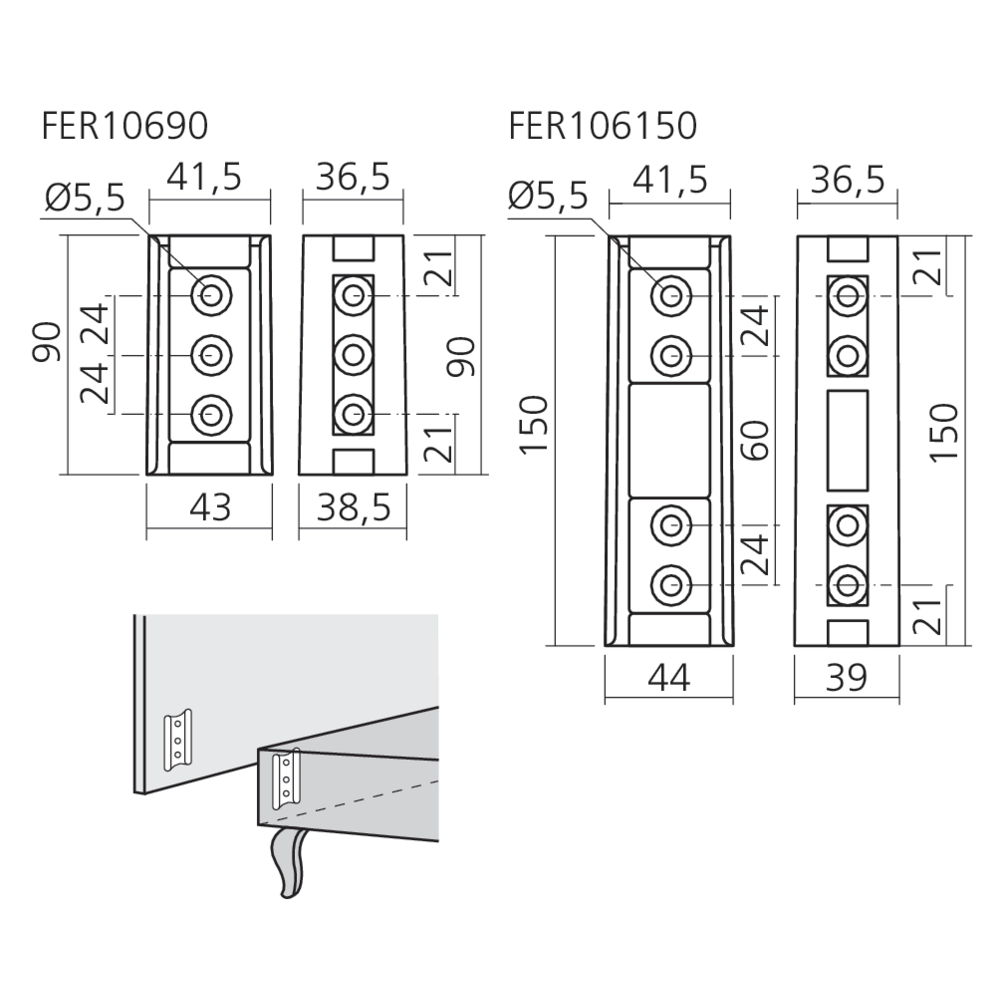 Ferrure de dosseret ou d'accoudoirs pour canapé