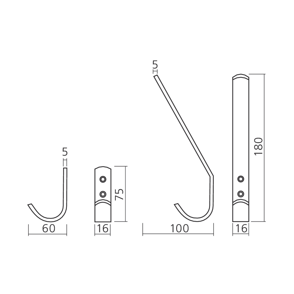 Portemanteau inox droit