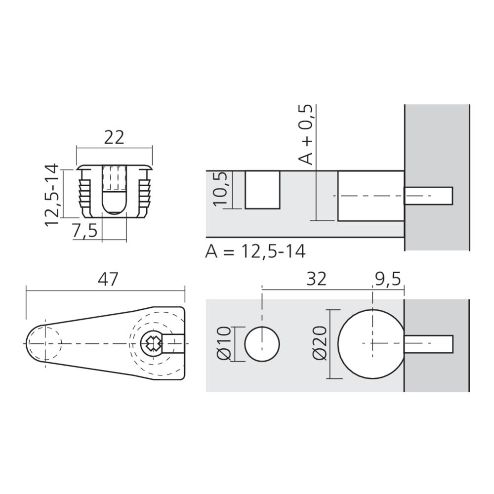 Boîtier excentrique DÉFIX Ø20 + 10 mm