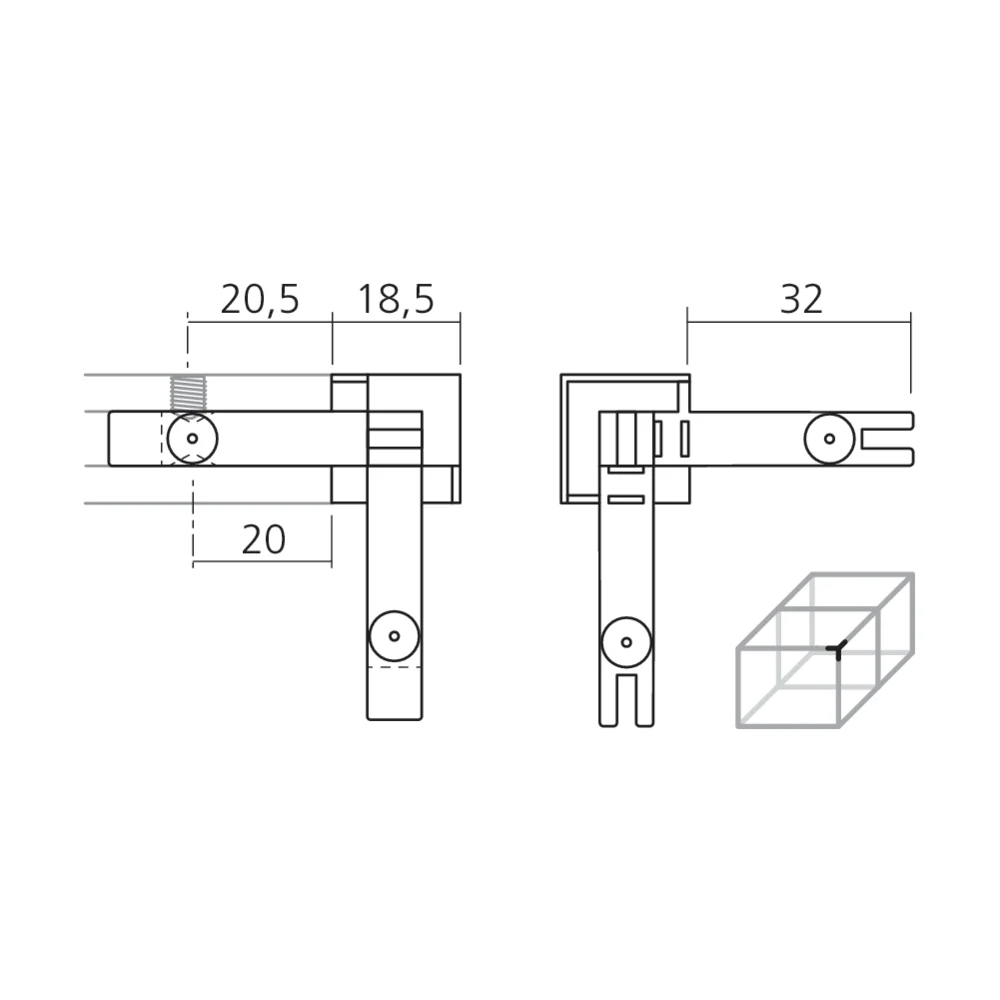 Jonction 3 voies CADRO vitrine