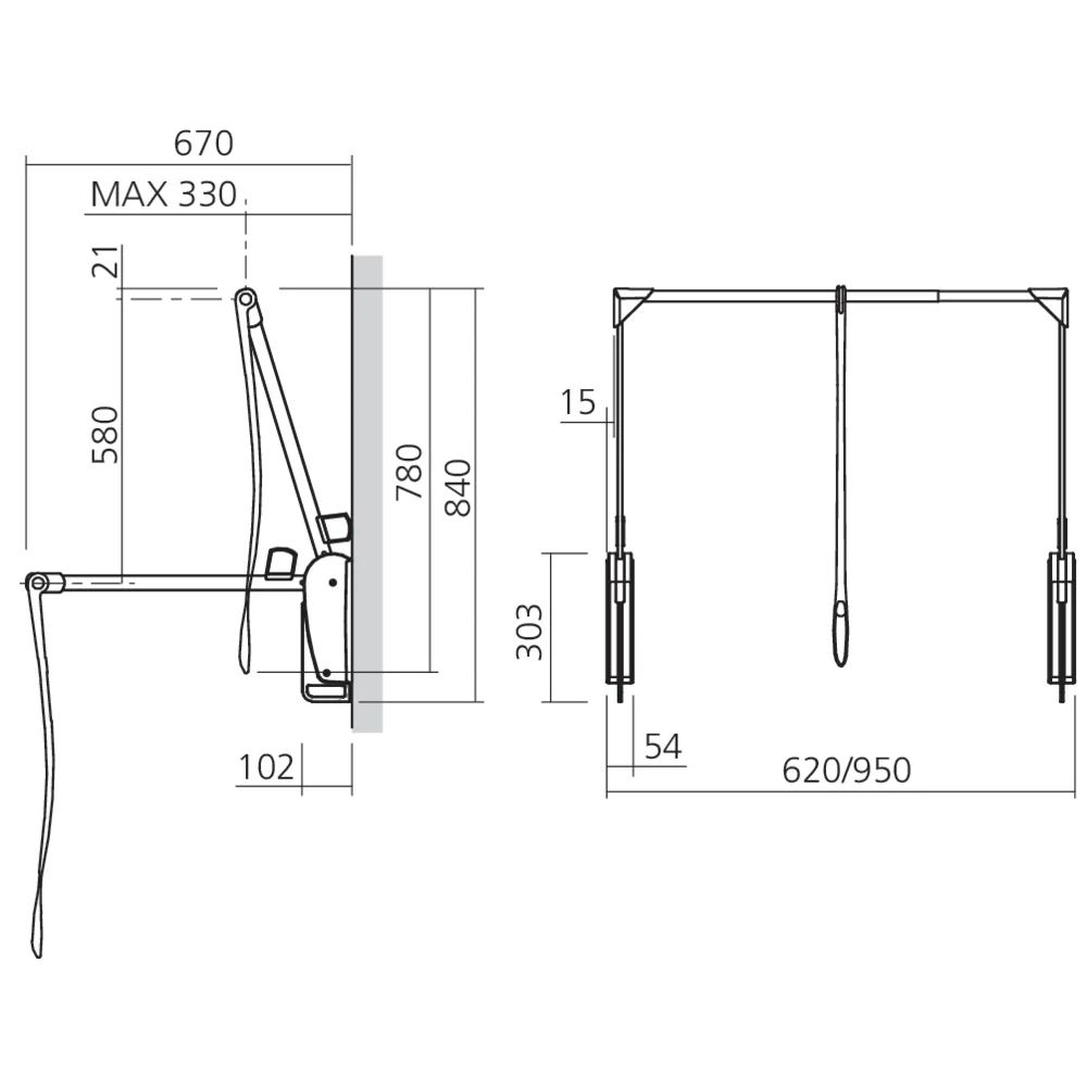 Penderie double murale