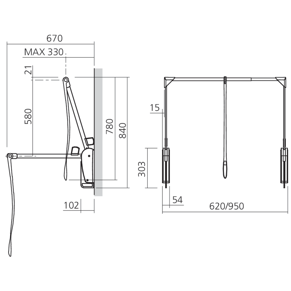 Penderie double murale