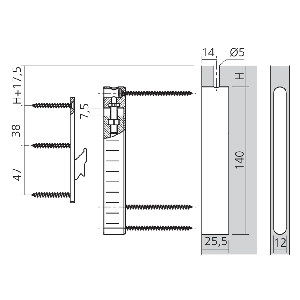 Attache élément invisible