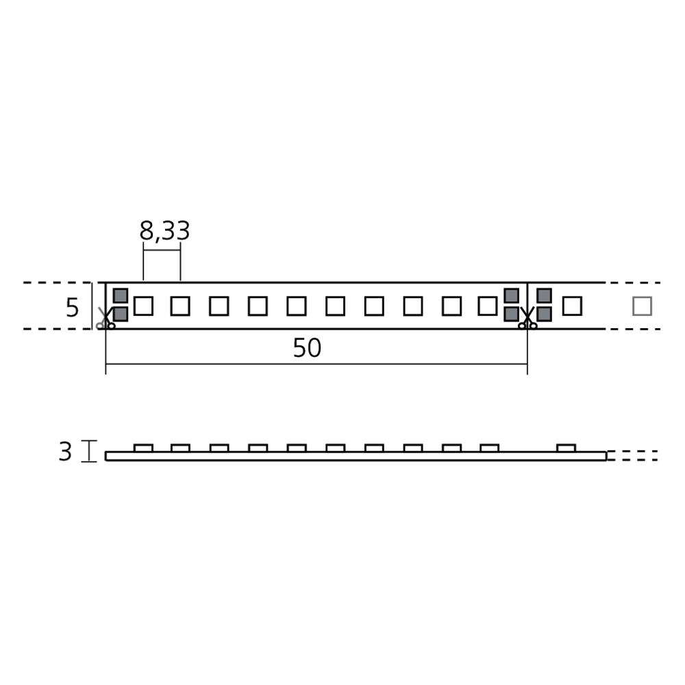 Bande LED IP20 5 mm 120 LEDs/m