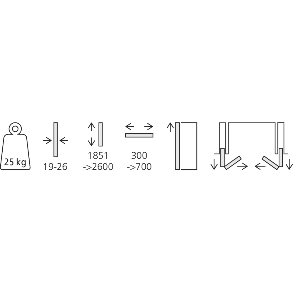 Garniture 1 paire de portes pliantes Folding Concepta 25 hauteur 1851-2600 mm