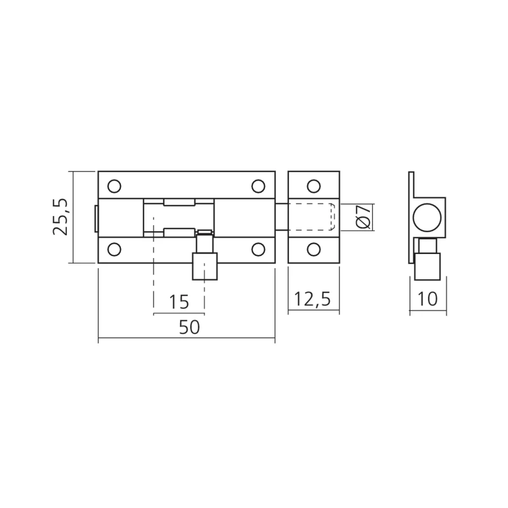 Targette plate 50 mm