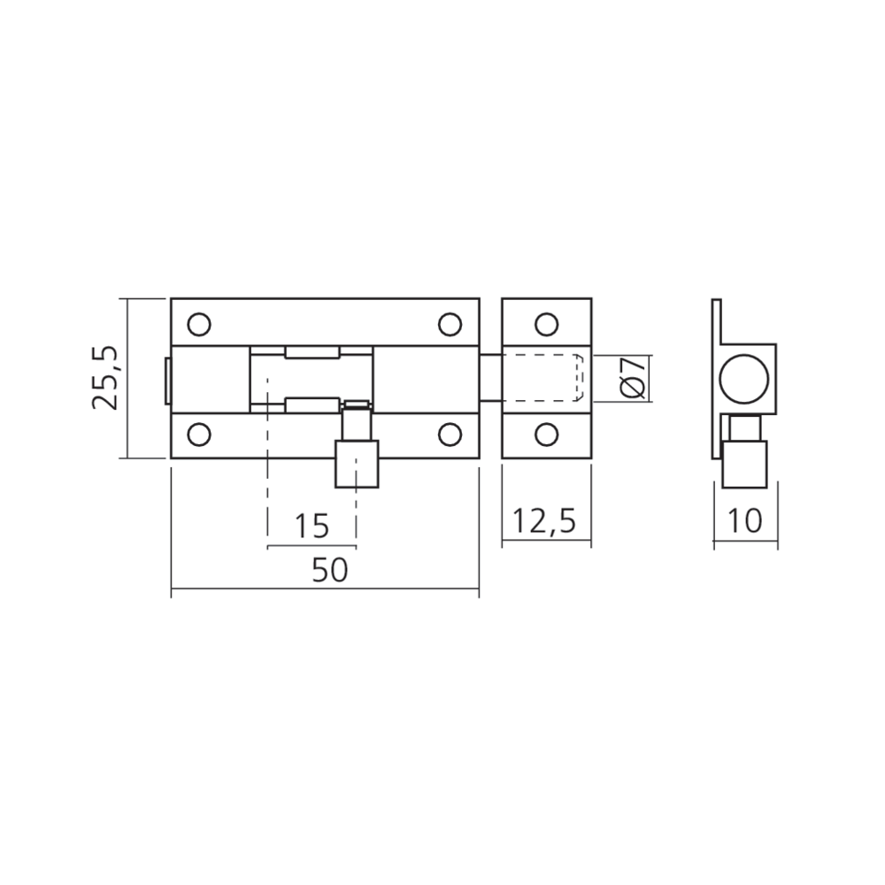 Targette plate 50 mm