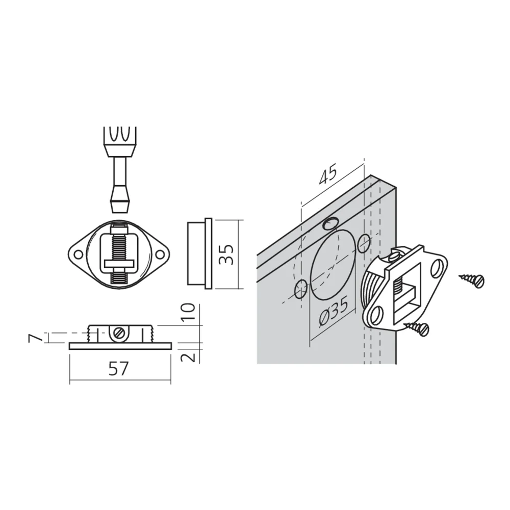 Attache réglable Ø35 mm