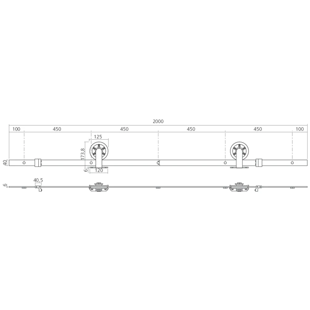 Set complet pour porte coulissante WHEEL TOP