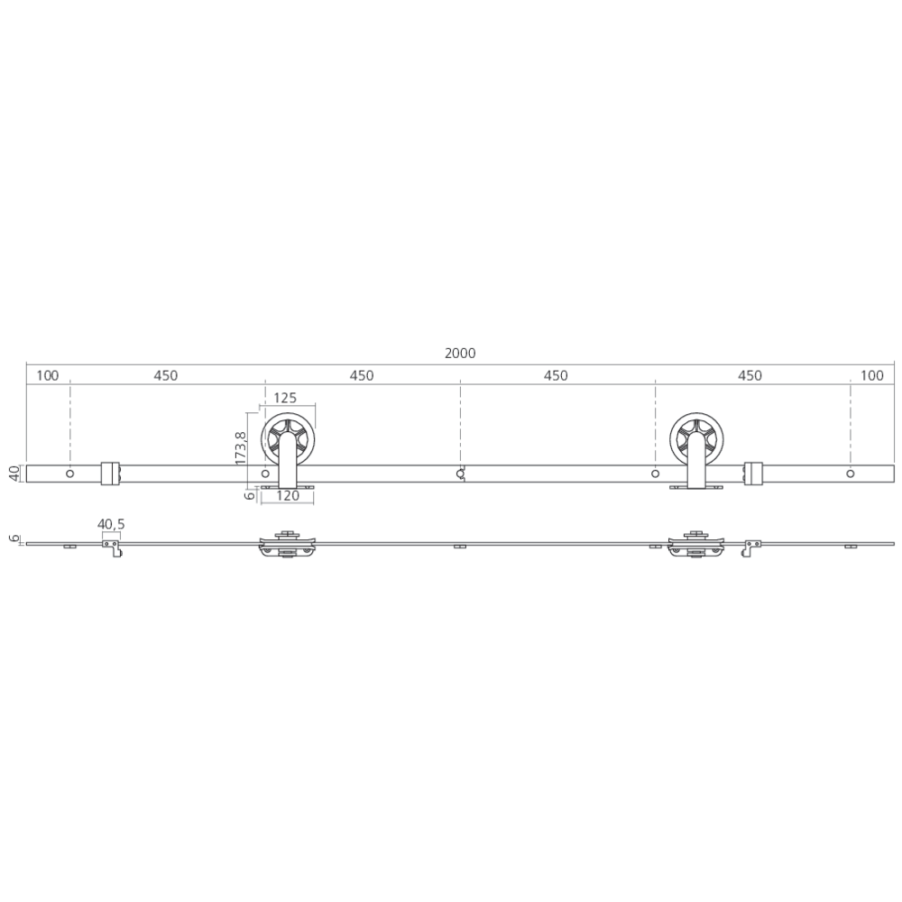 Set complet pour porte coulissante WHEEL TOP