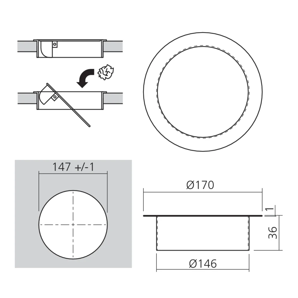 Trappe encastrable ronde