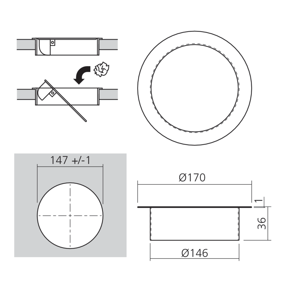 Trappe encastrable ronde
