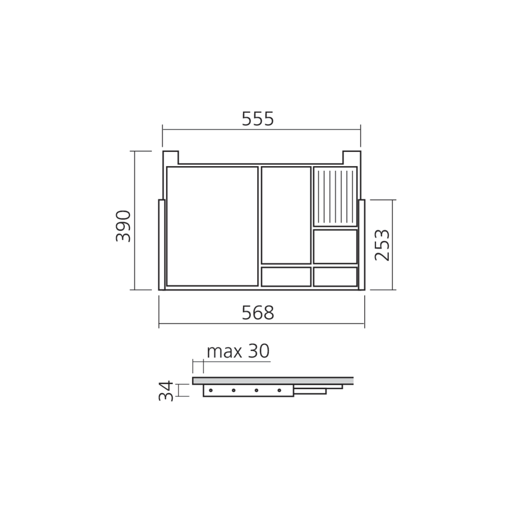 Tirette-plumier coulissante