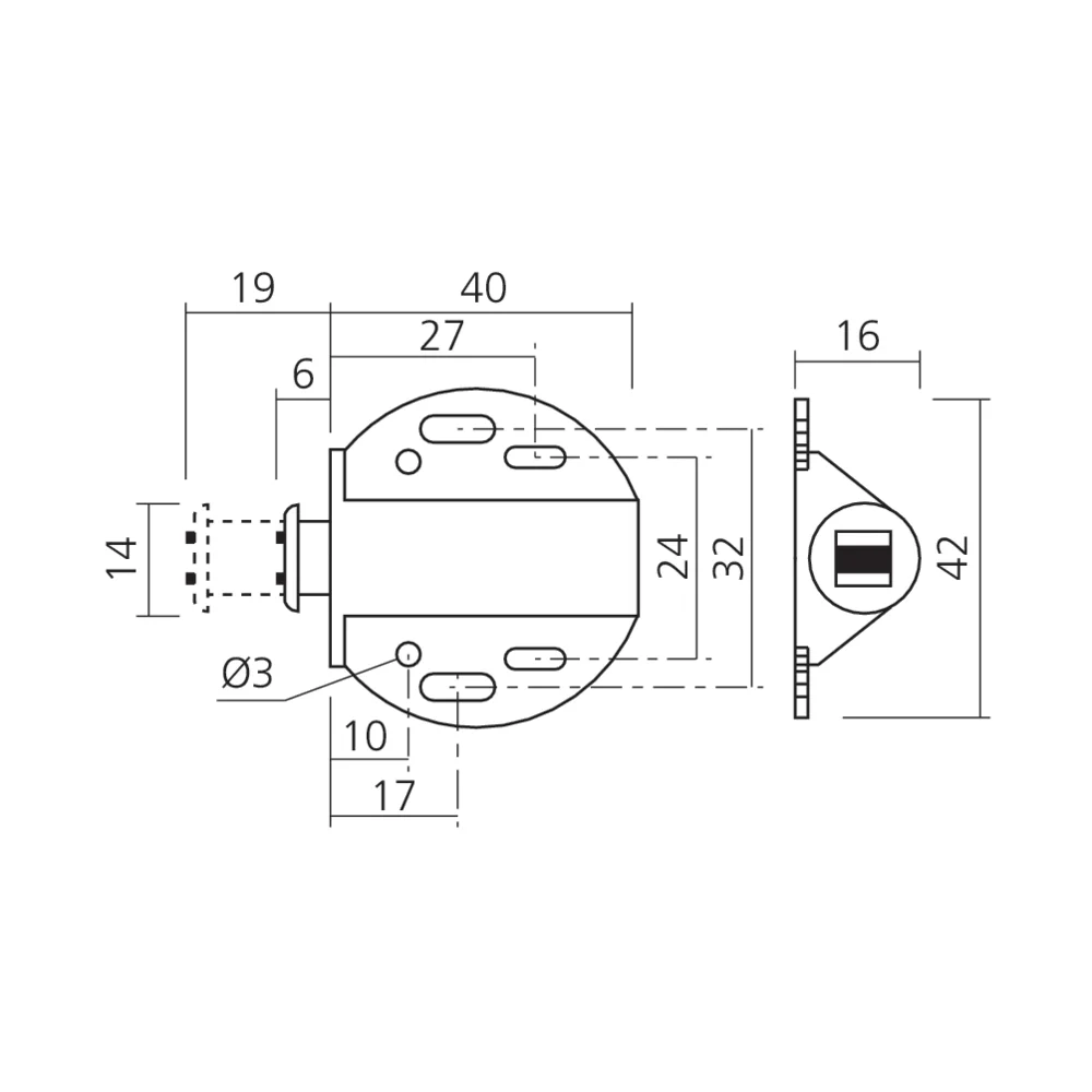 Loqueteau touche-lâche magnétique