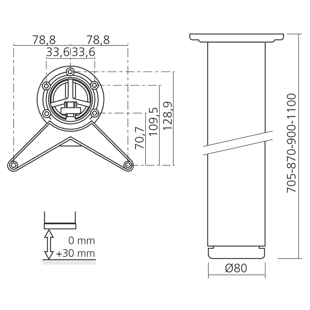 Pied de table Ø80 mm