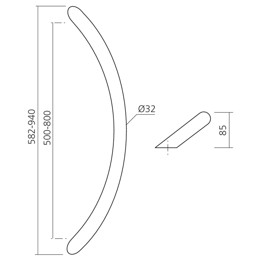 Poignée cintrée inox