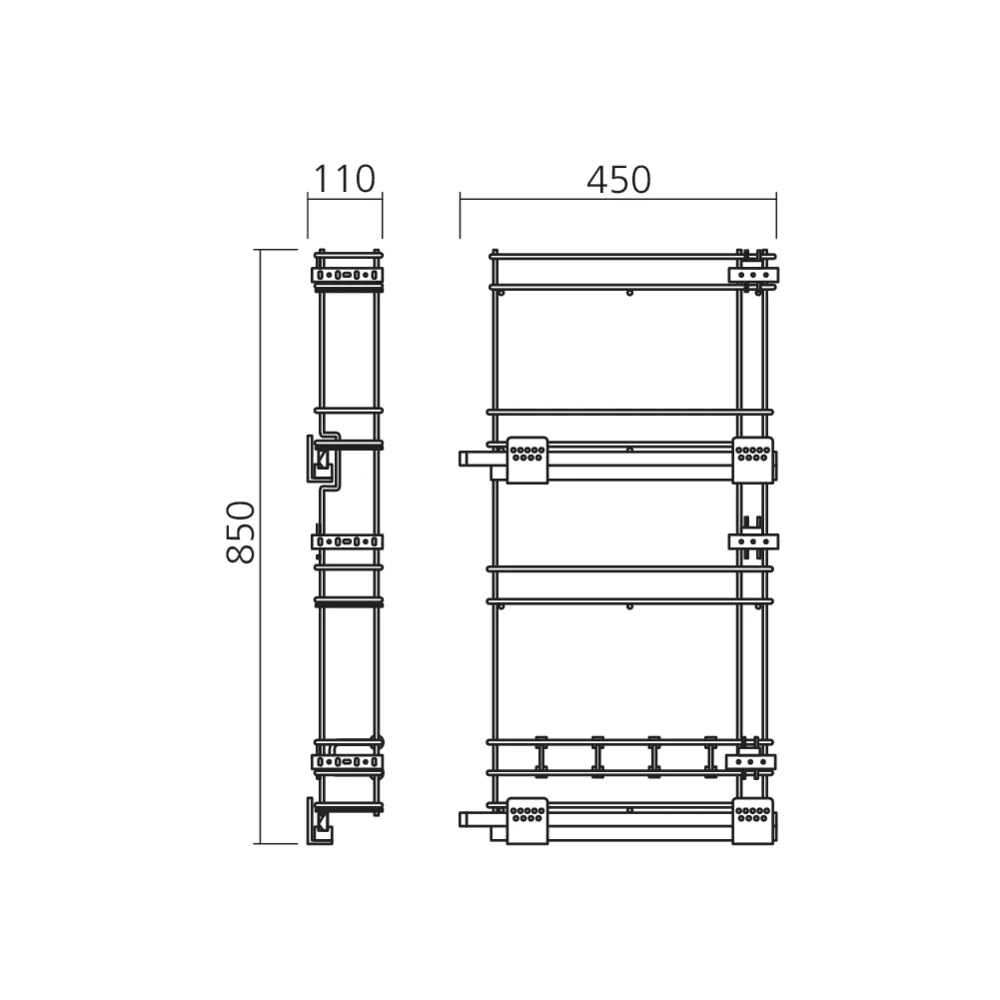 Ensemble coulissant étroit pour demi-colonne