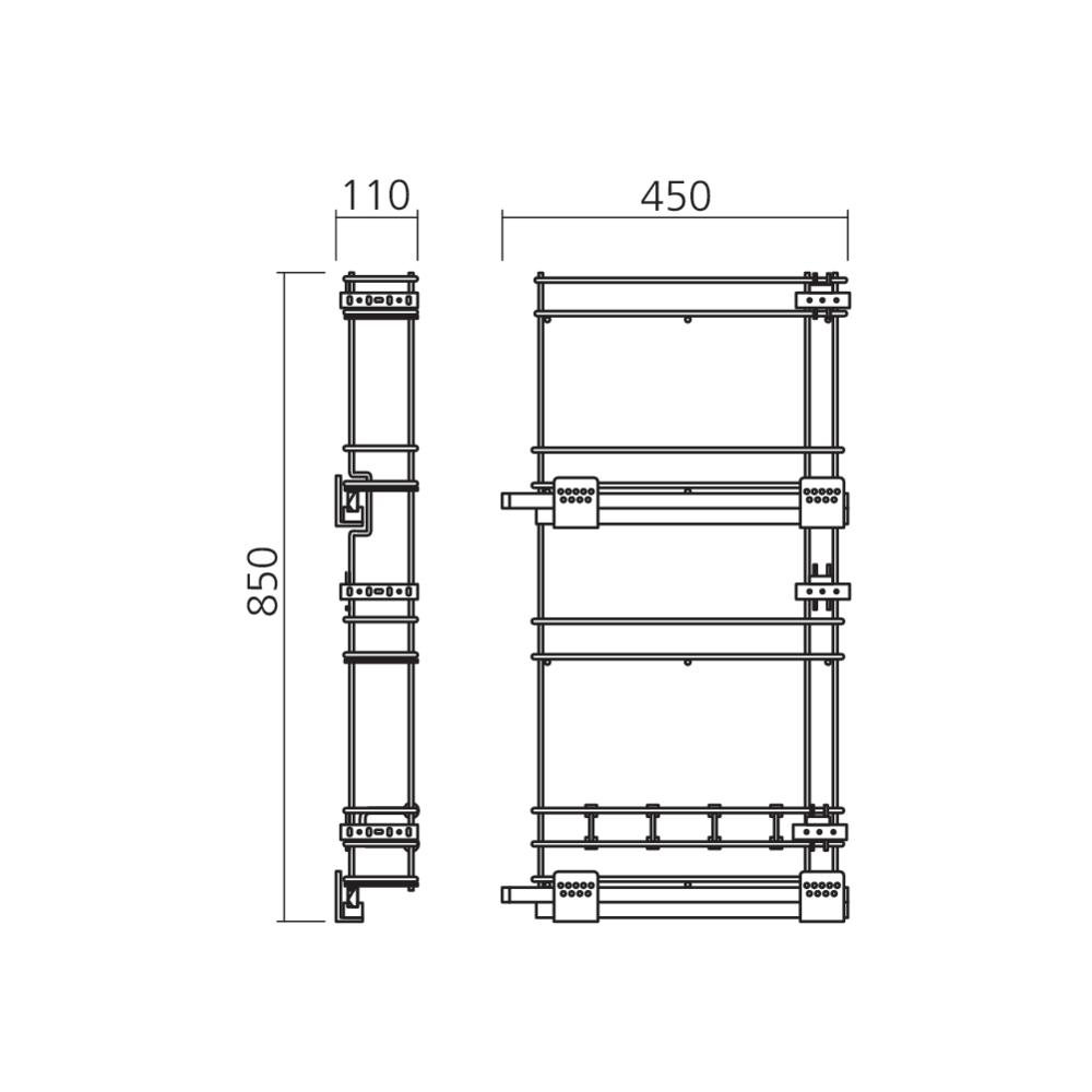 Ensemble coulissant étroit pour demi-colonne