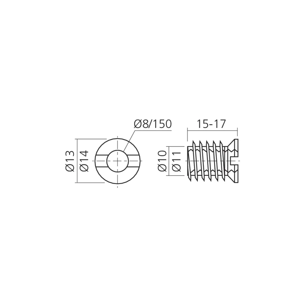 Ecrou à visser Ø8 pas de 150