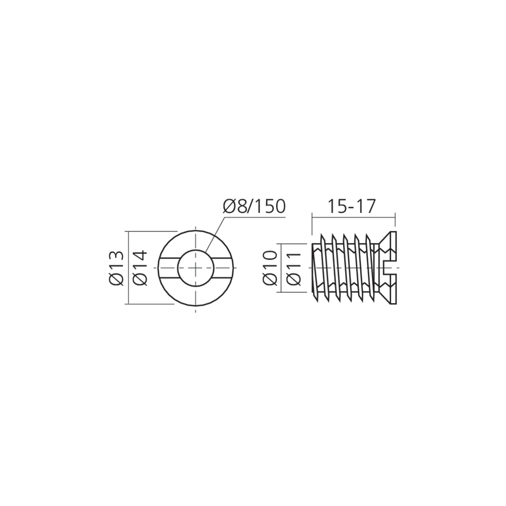 Ecrou à visser Ø8 pas de 150