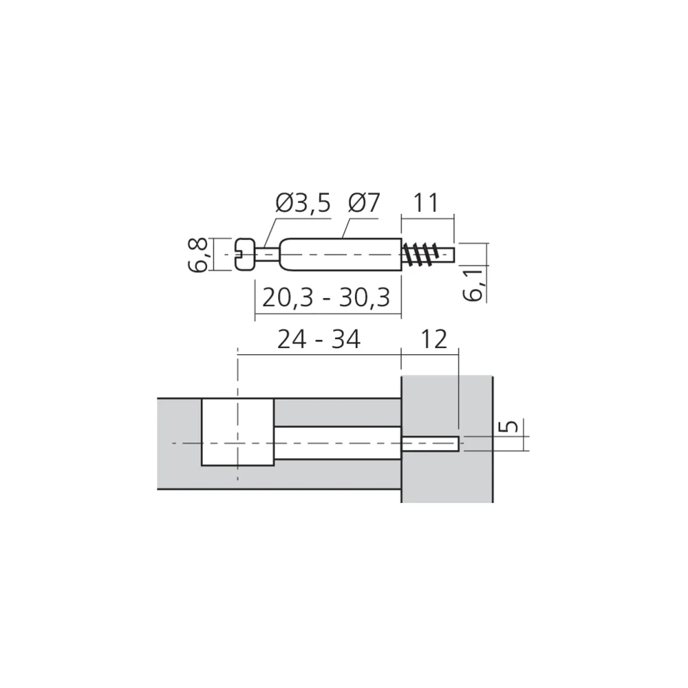 Tourillon MINI15 filet bois Ø5 mm
