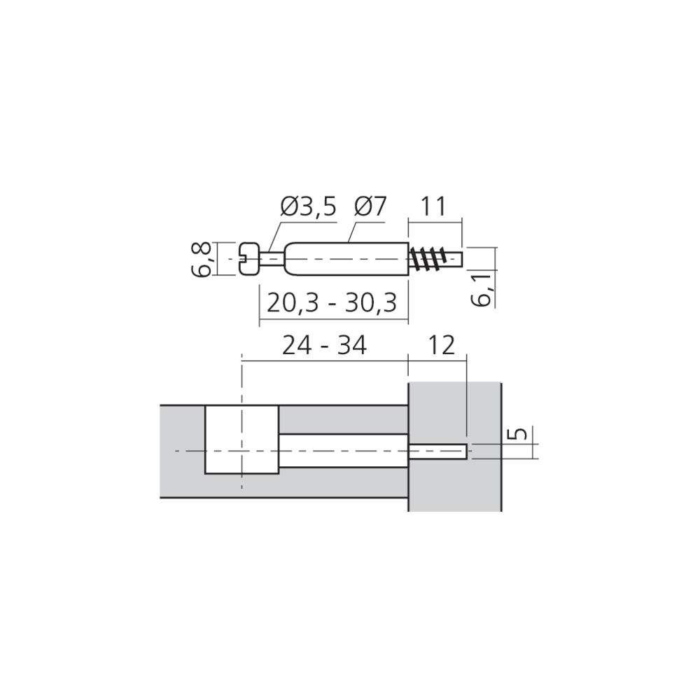 Tourillon MINI15 filet bois Ø5 mm
