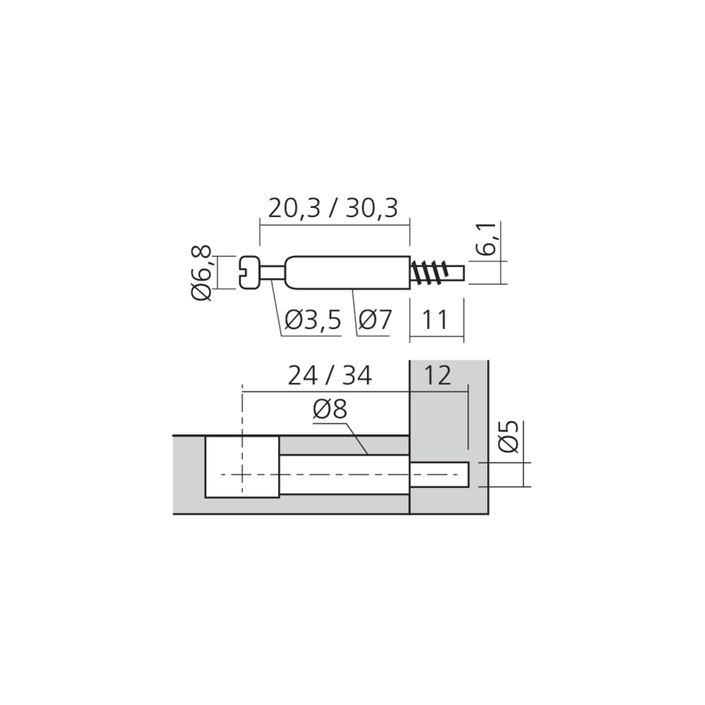 Tourillon MINI15 filet bois Ø5 mm