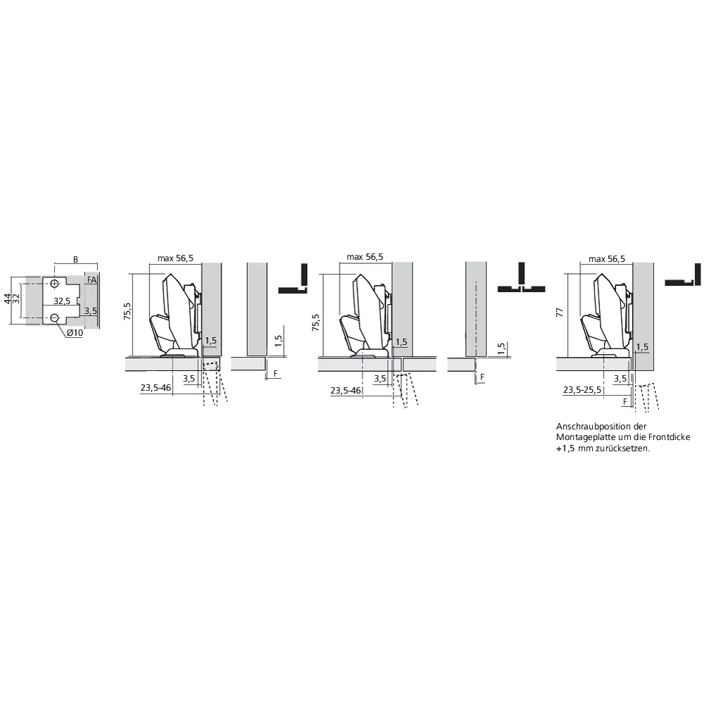 Charnière CLIP top BLUMOTION 110° pour porte fine