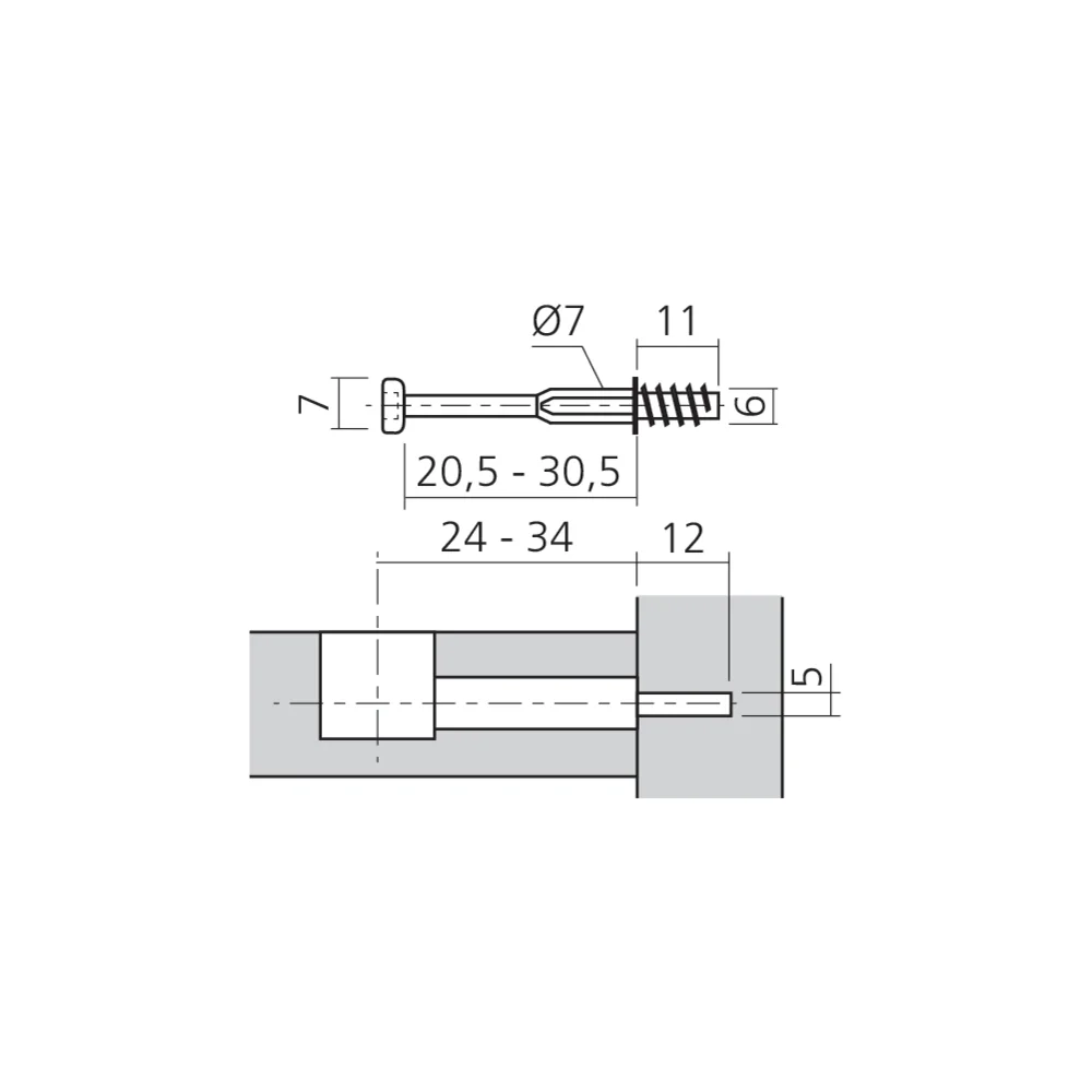 Tourillon allégé MINI15 filet bois