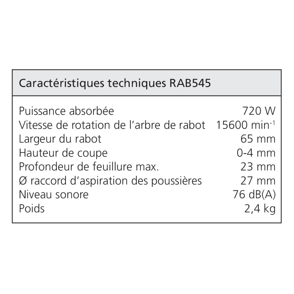 Rabot à main EHL 65