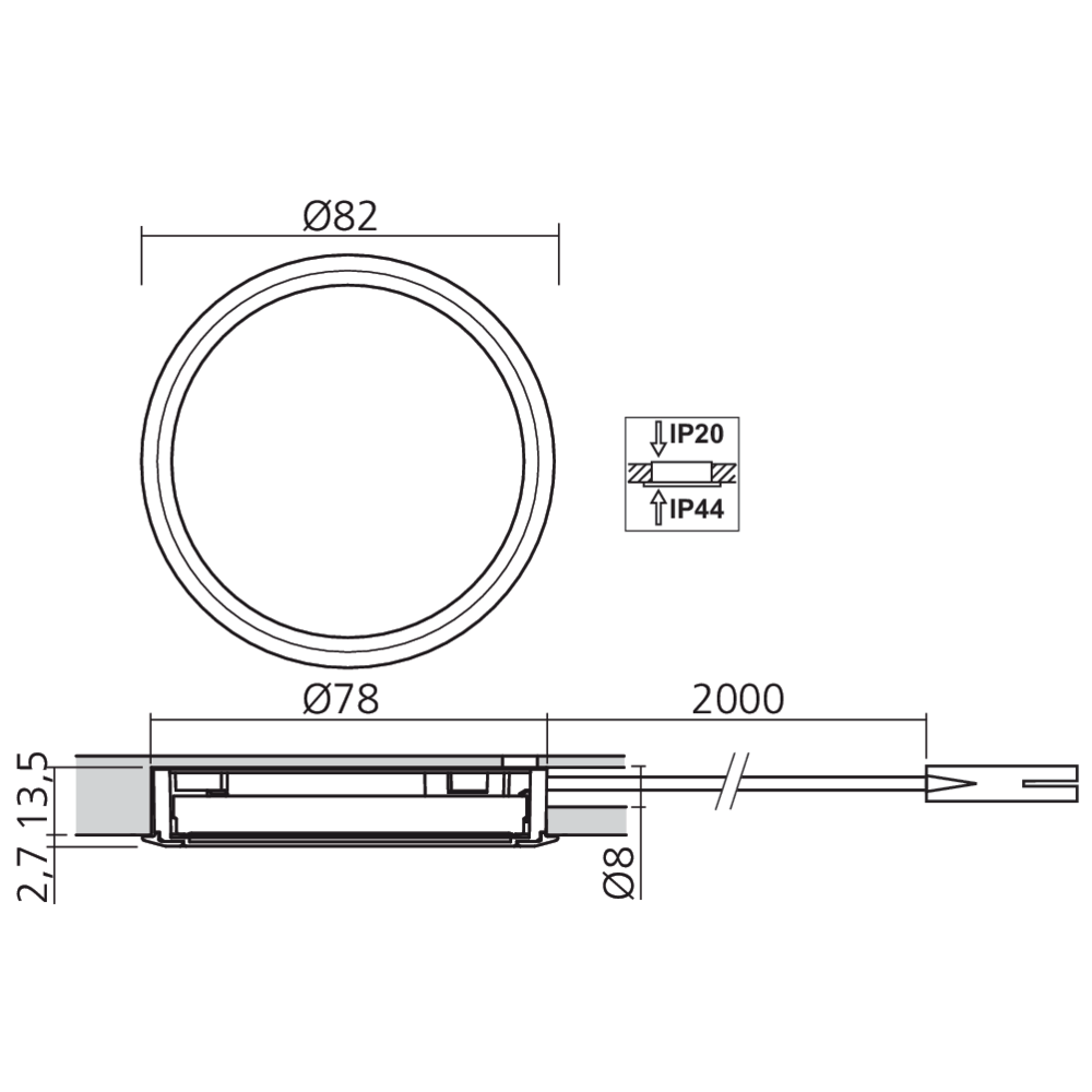 Spot LED 230 V Ø78 mm