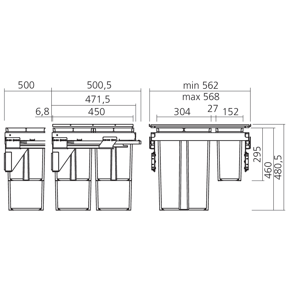 Poubelle EVO tri sélectif 74 L