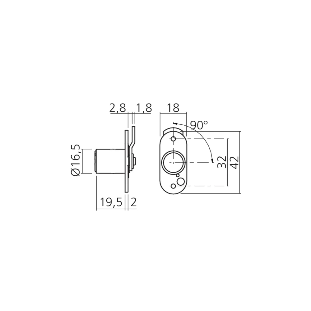 Serrure batteuse cylindre 16,5