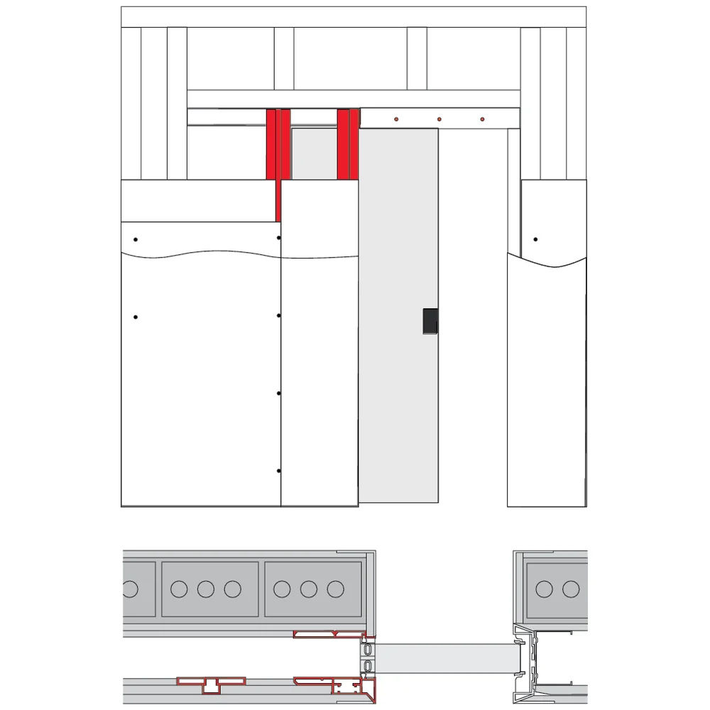 Structure X5 WALL pour porte coulissante