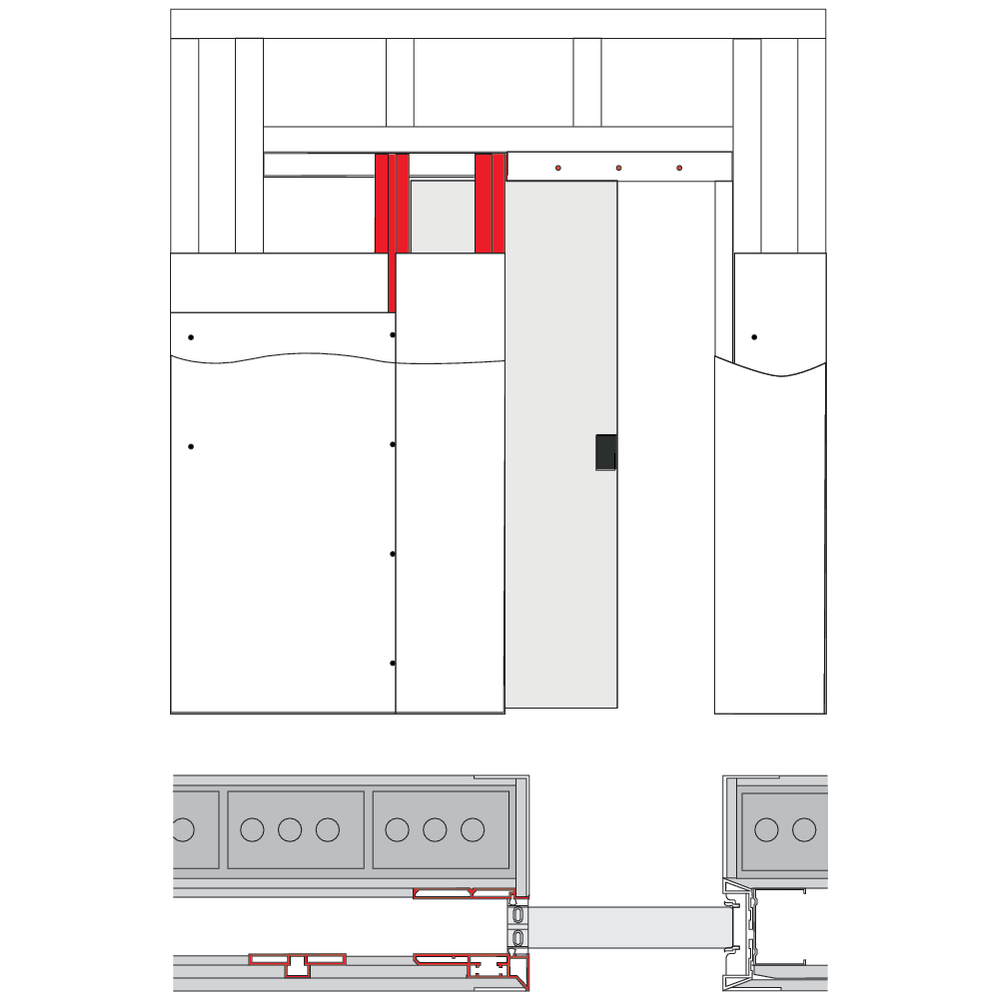 Structure X5 WALL pour porte coulissante