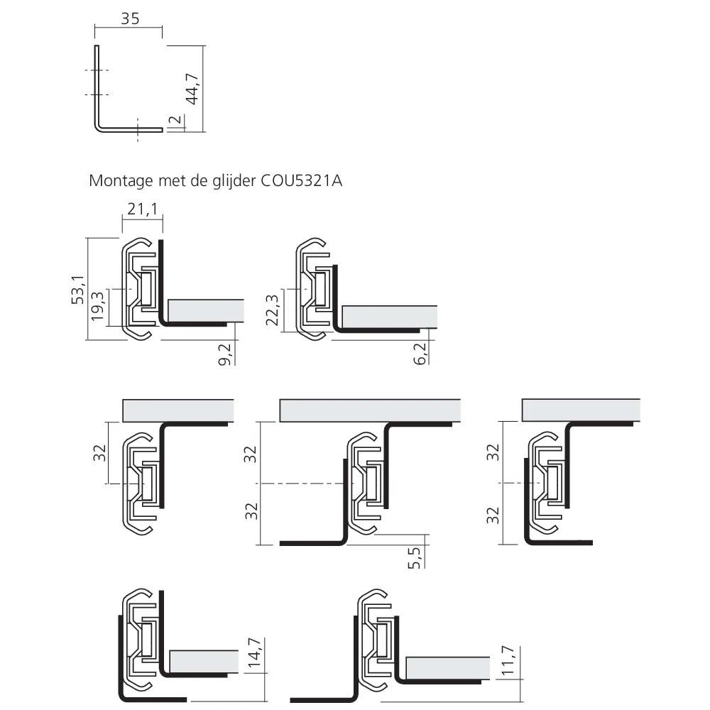 Kit de 2 équerres pour coulisse COU5321