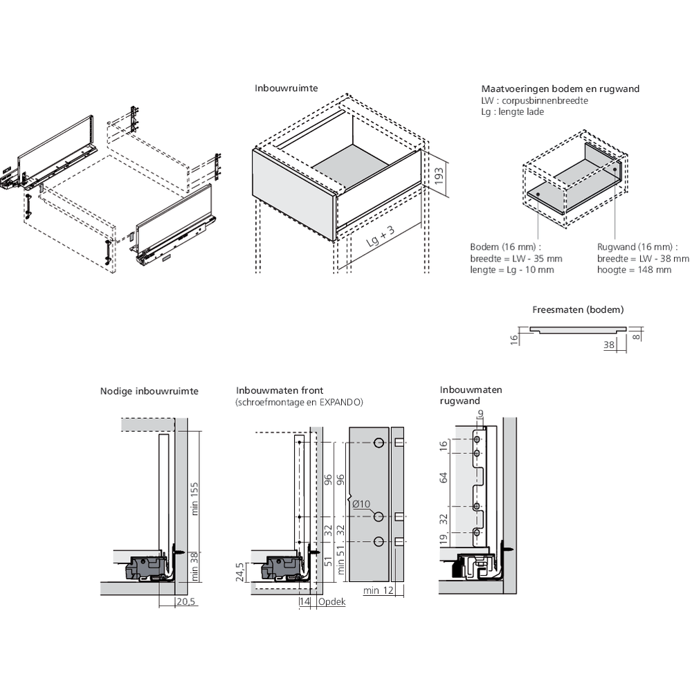 LÉGRABOX TIP-ON  inox hauteur C