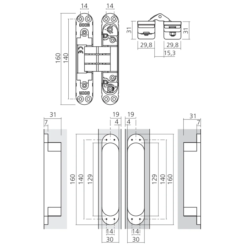Charnière invisible 100 kg
