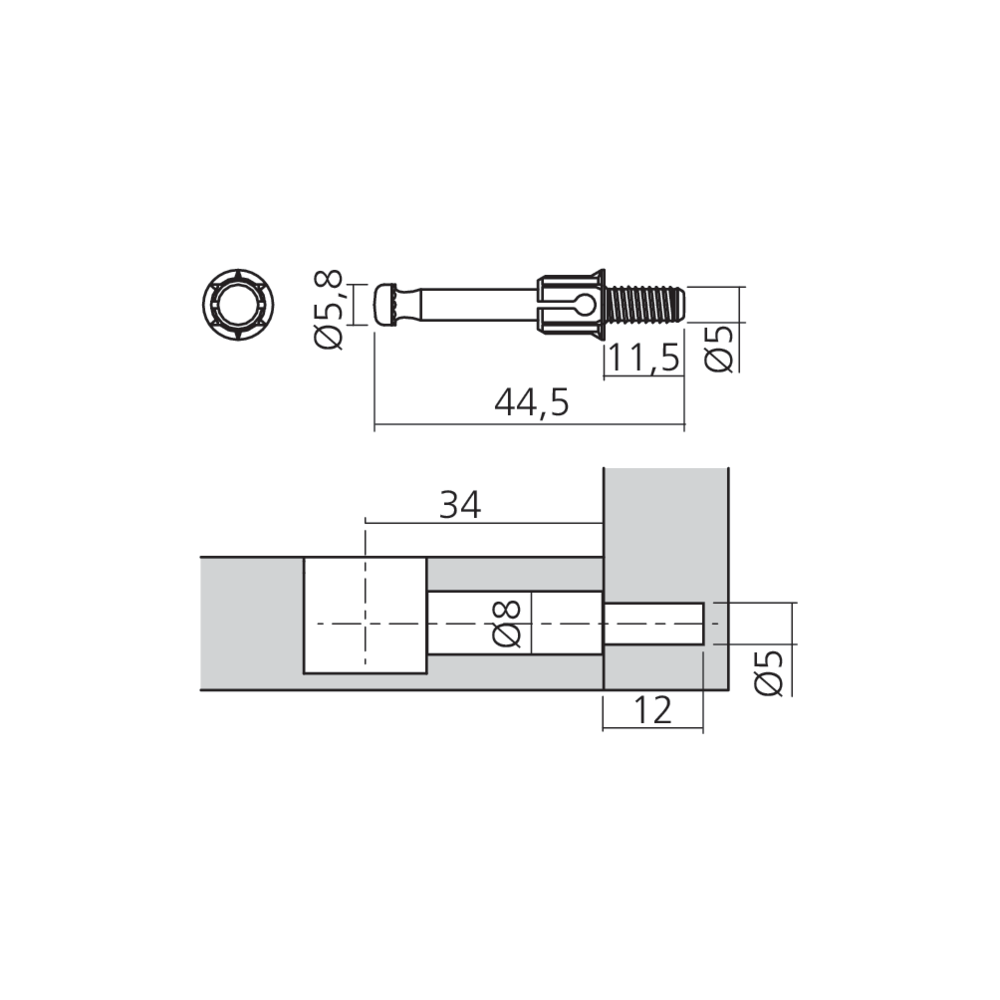 Tourillon à expansion QUICKFIT Ø5 mm