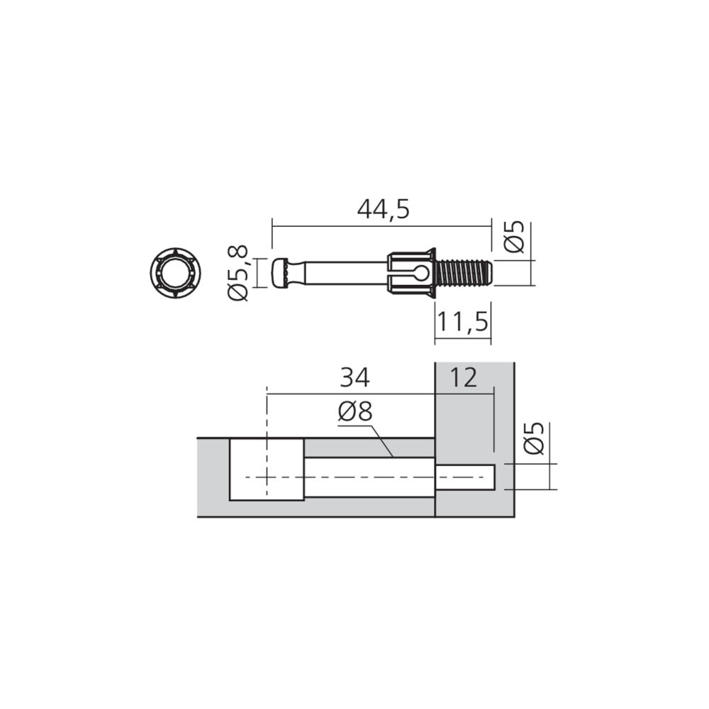 Tourillon à expansion QUICKFIT Ø5 mm