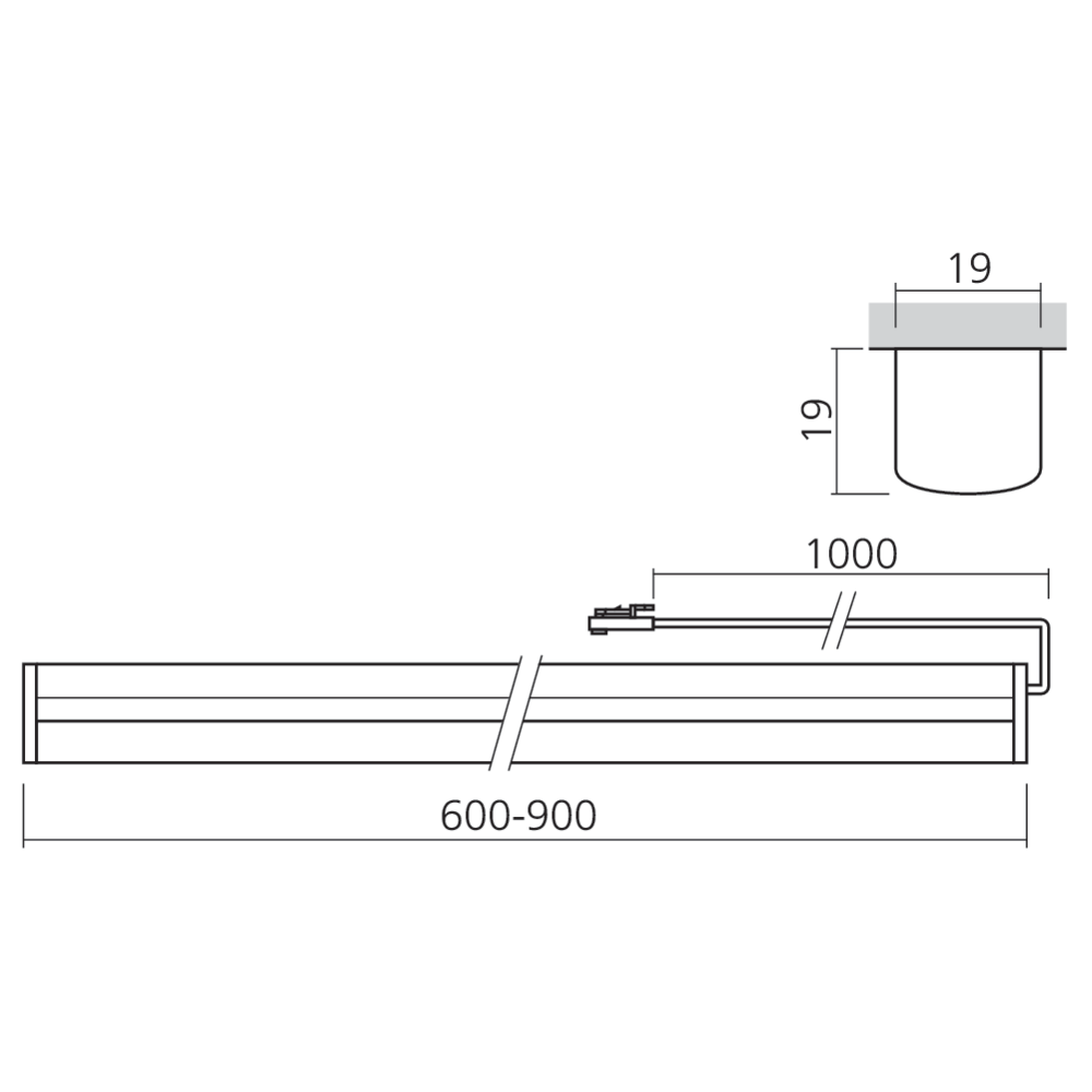 Réglette LED en applique 12 V avec interrupteur