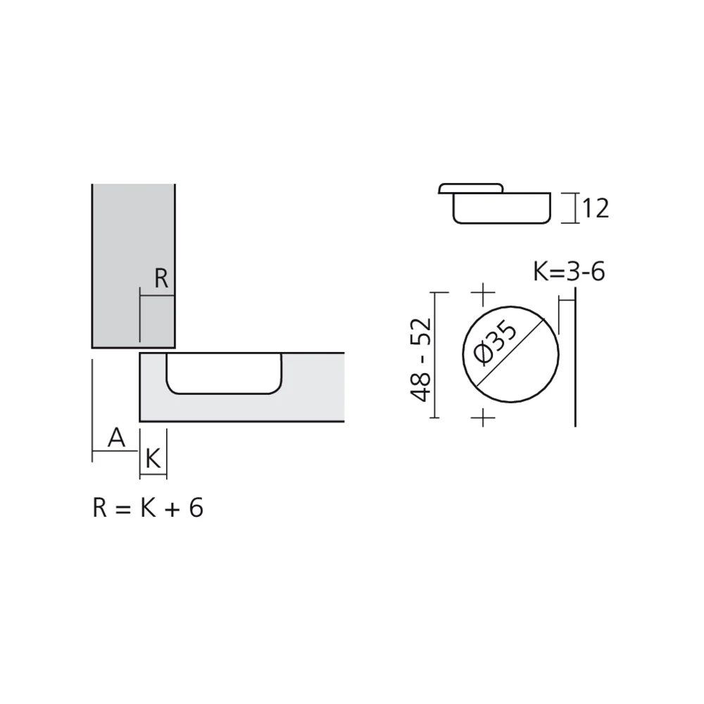 Charnière 110° en semi-applique amortie