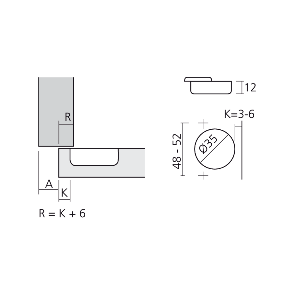 Charnière 110° en semi-applique amortie