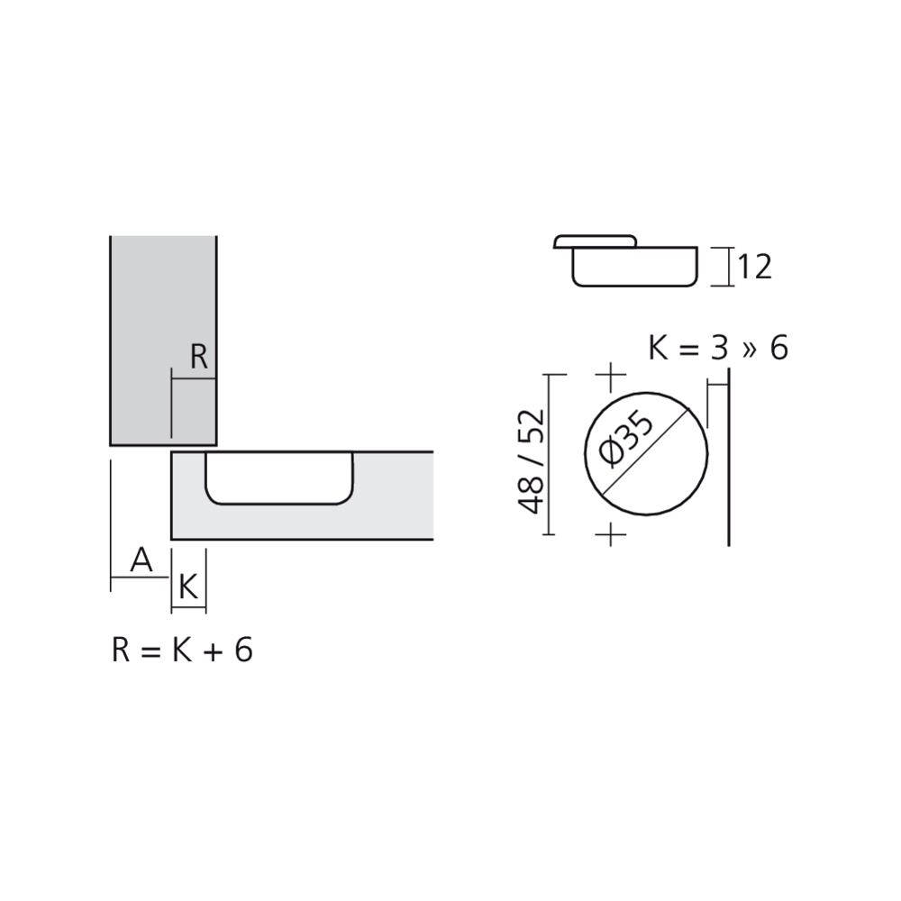 Charnière 110° en semi-applique amortie
